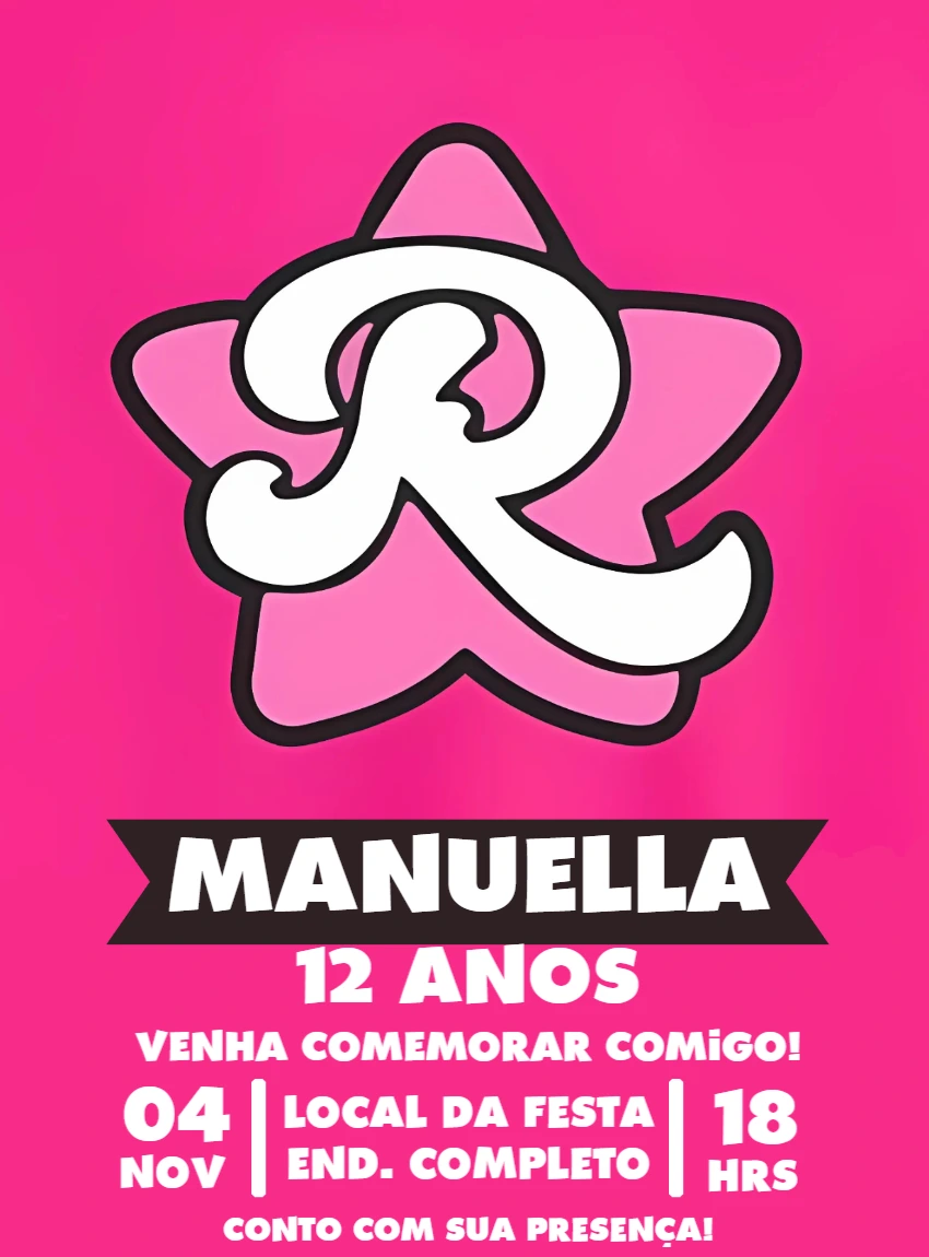 Convite de Aniversário Estilo Famosinha para Editar Online