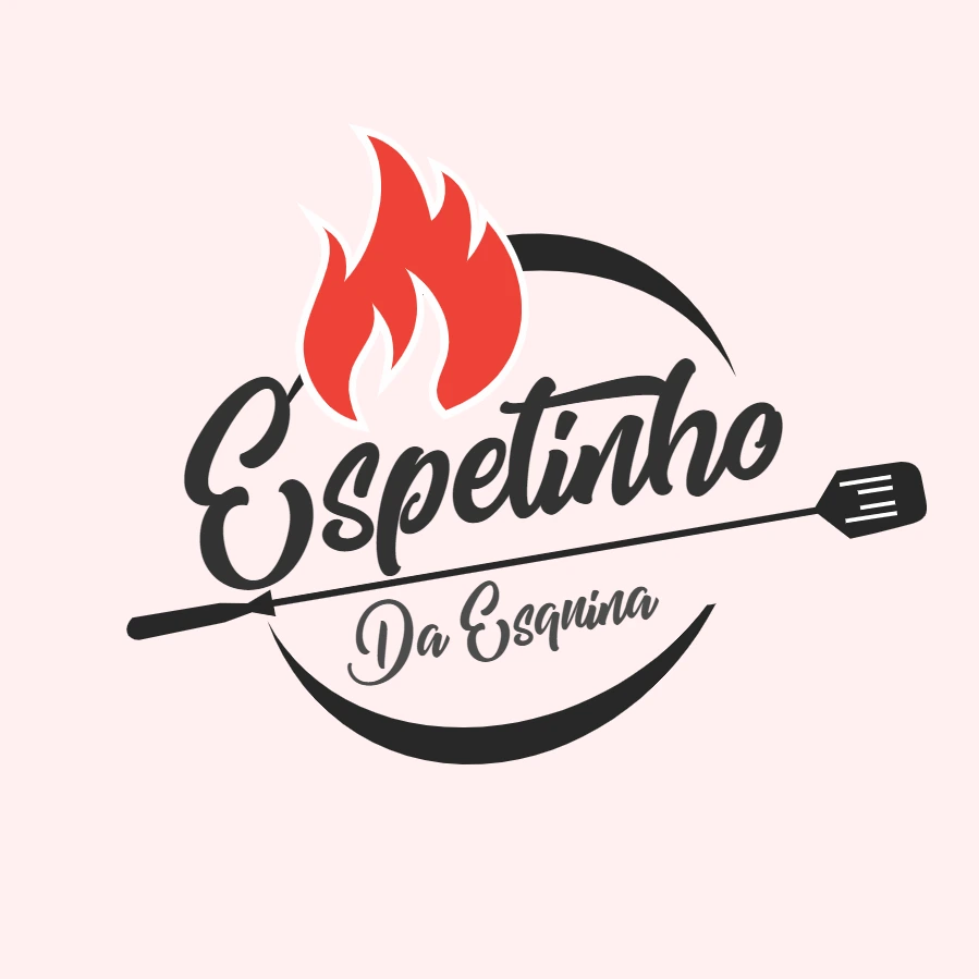 Logo Editável para Espetinho e Churrasco com Fogo e Grelha