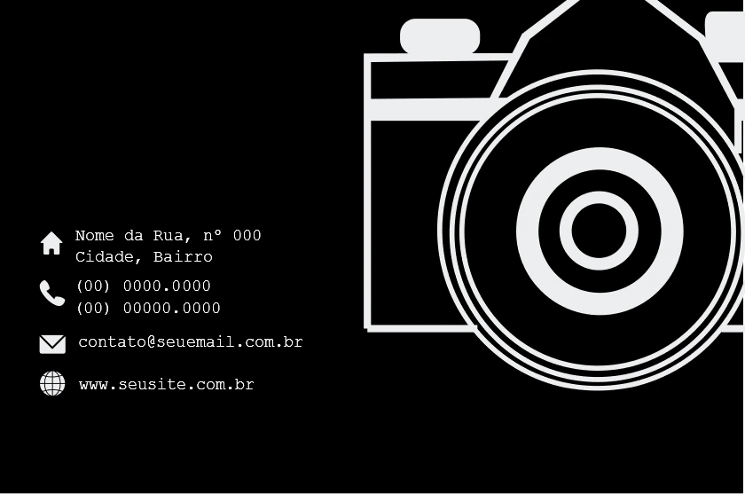 Cartão de Visita Fotógrafo com Câmera para Editar Online