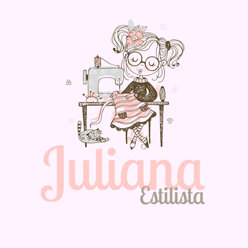 Logo Costureira com Ilustração de Menina para Editar Online