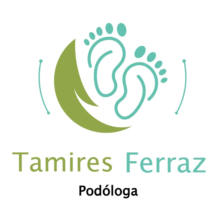 Logo Editável para Podologia com Símbolo de Pés e Folha