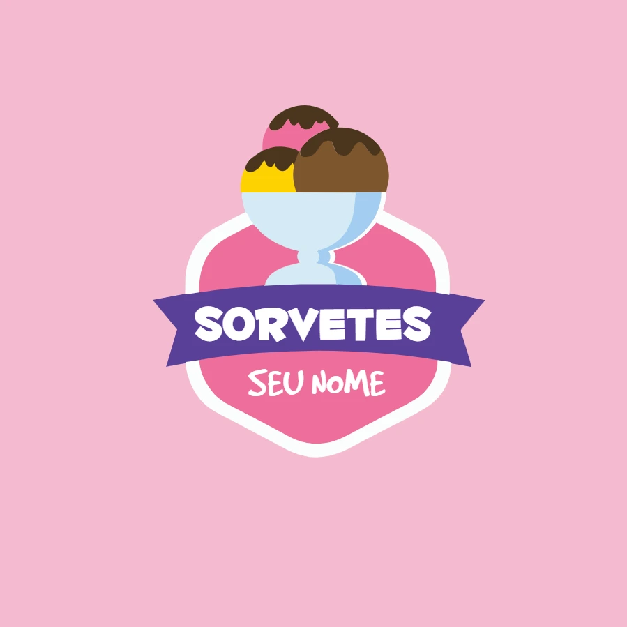 Logo para Sorveteria com Sorvete Colorido para Editar