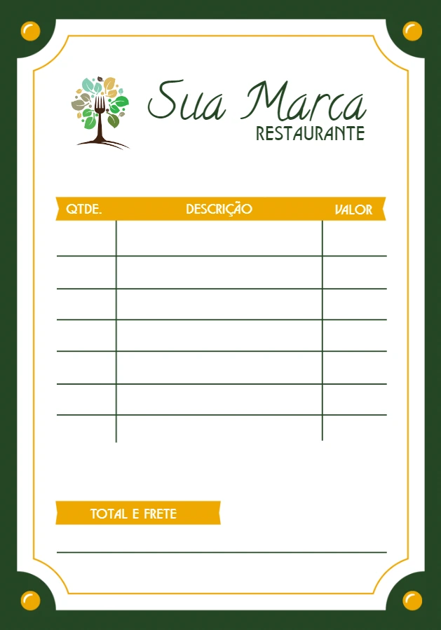 Comanda de Restaurante Profissional para Editar Online