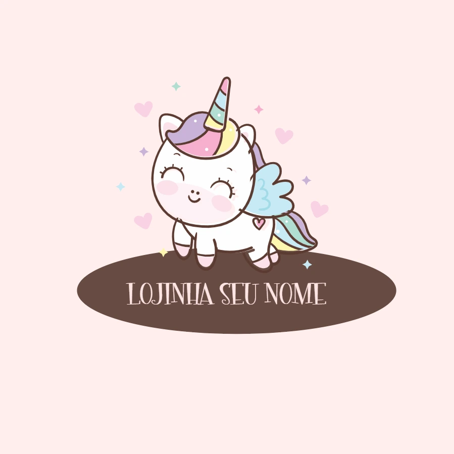 Logo Unicórnio Fofo Editável Online para Sua Loja