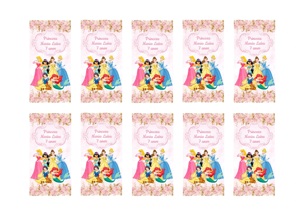Adesivo Aniversário Princesas da Disney para Editar Online