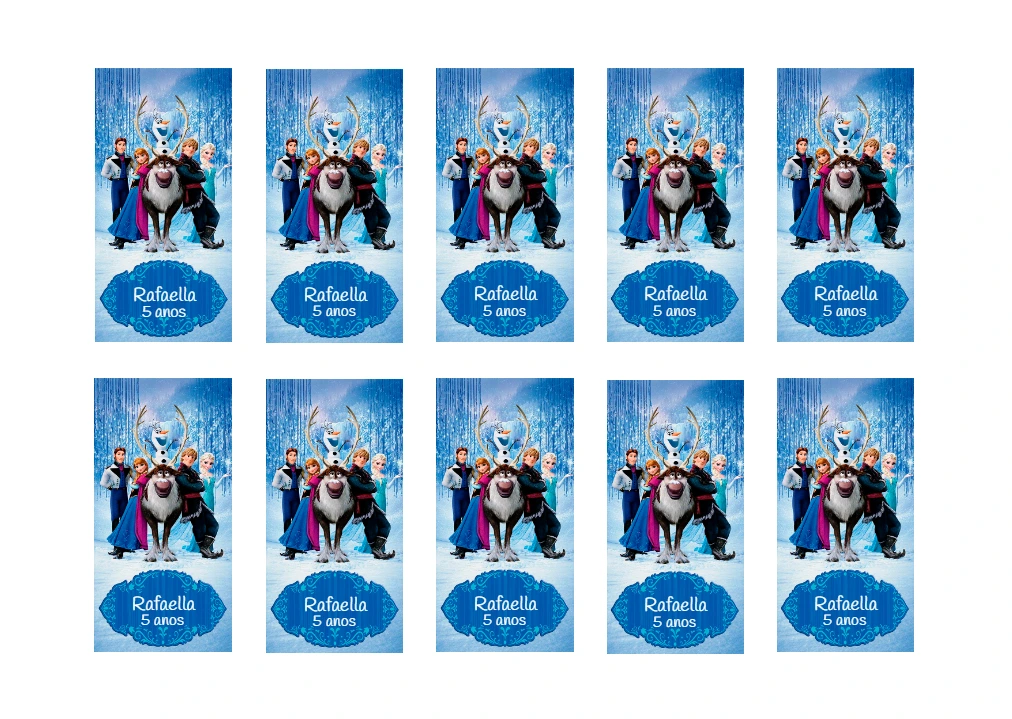 Adesivo Aniversário Frozen com Personagens para Editar Online