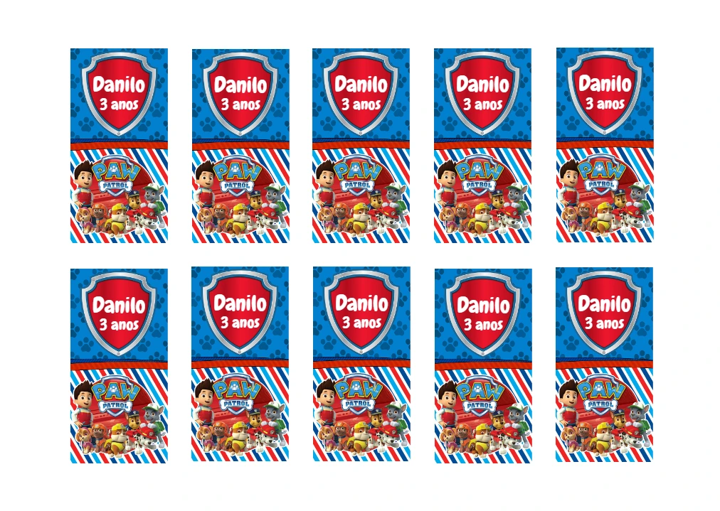 Adesivo Aniversário Patrulha Canina para Editar Online