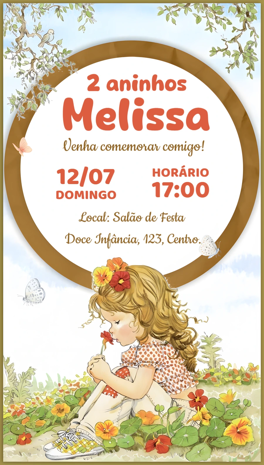 Convite Aniversário Sarah Kay Vintage para Editar