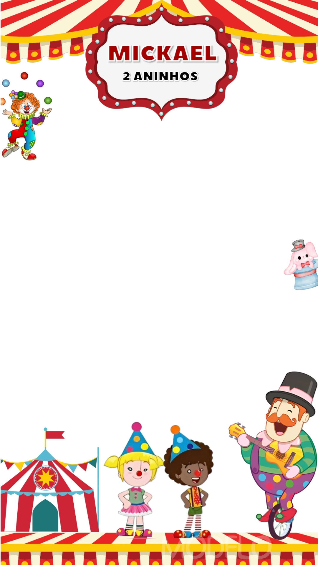 Moldura para Stories Aniversário Circo para Editar Online