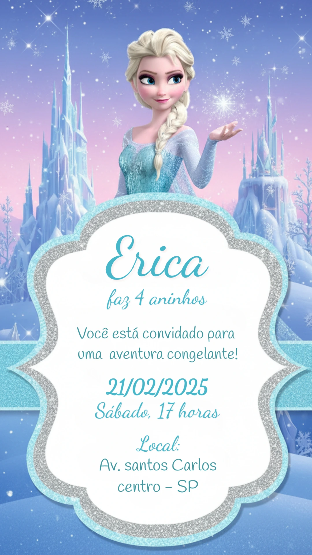 Convite Digital Frozen Aventura Congelante Editável