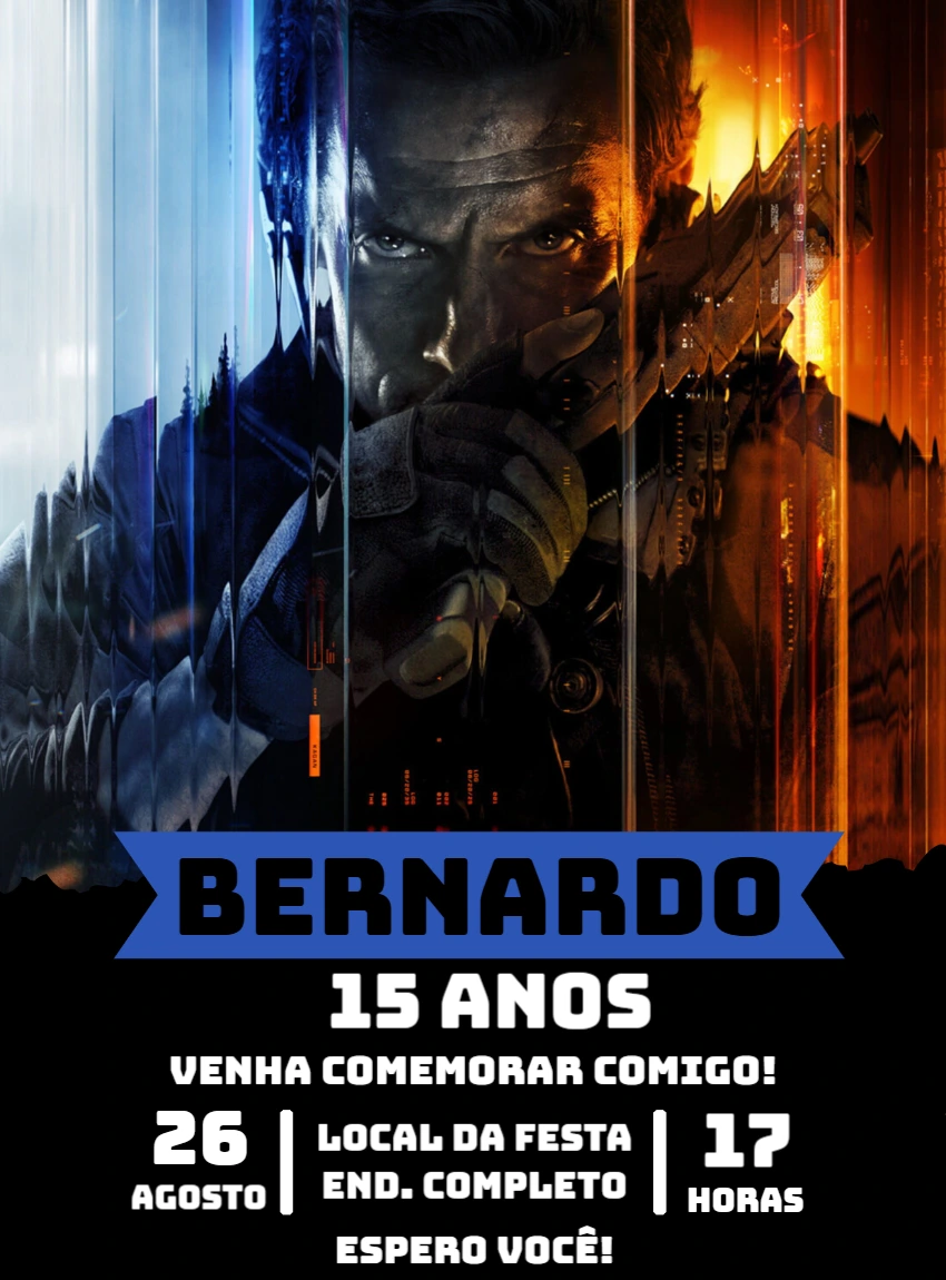 Convite de Aniversário Gamer Jogo de Ação para Editar Online