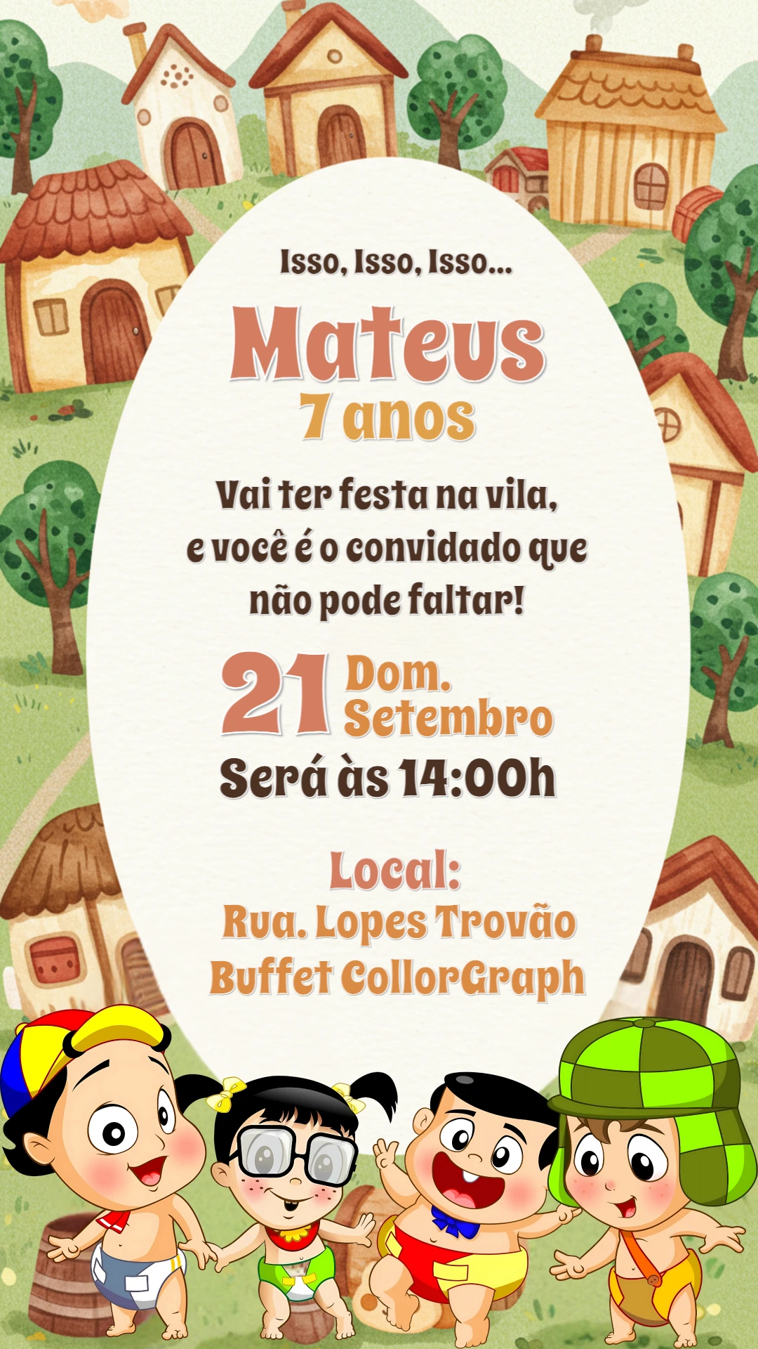 Convite Aniversário Turma do Chaves Baby para Editar Online