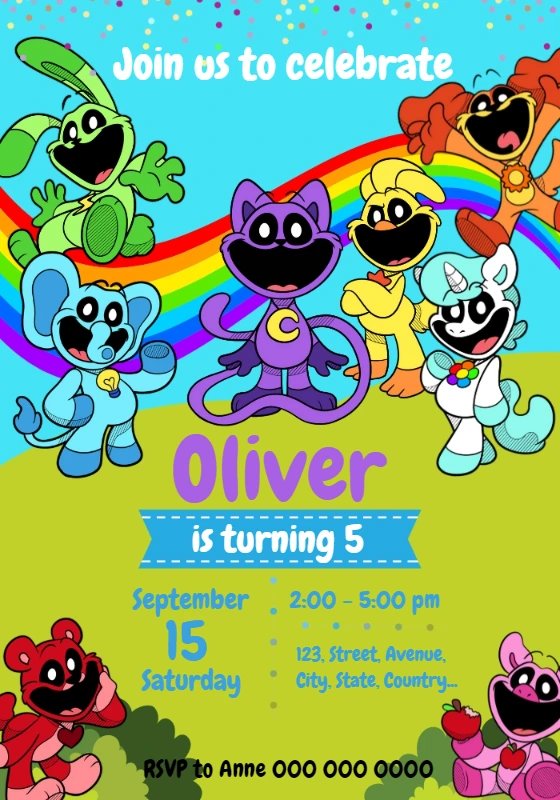 Smiling Critters Birthday Invitation to Edit Online