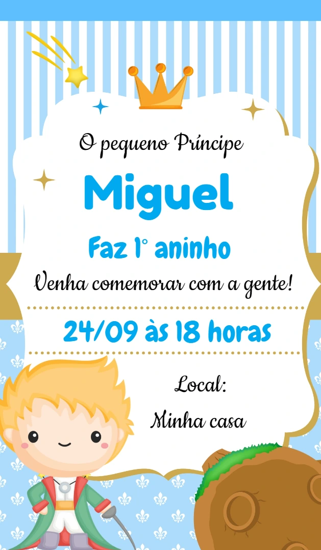 Convite de Aniversário O Pequeno Príncipe para Editar Online