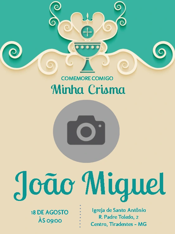 Convite de Crisma com Foto para Editar Online