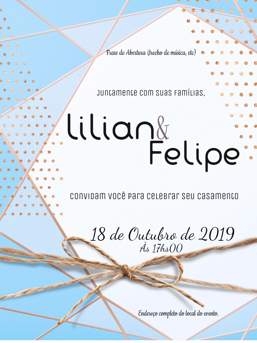 Convite de Casamento Geométrico Moderno para Editar Online