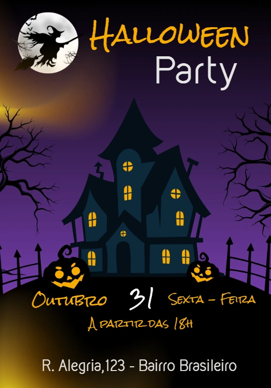 Convite Festa de Halloween Assustador para Editar Online