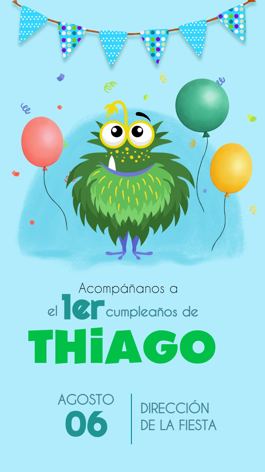 Invitación de Cumpleaños de Monstruo Divertido para Editar