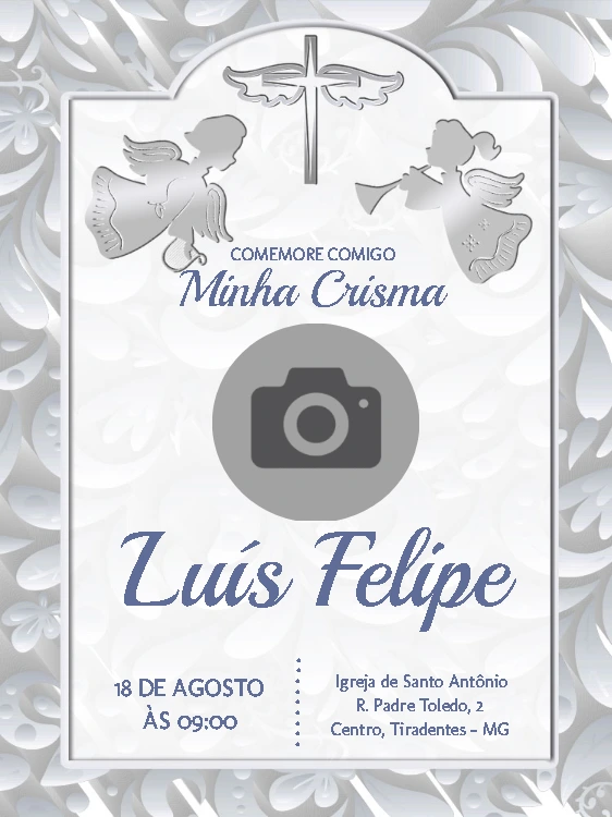Convite de Crisma com Foto para Editar e Imprimir Online