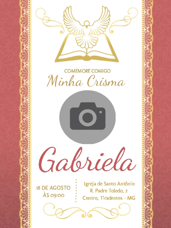 Convite de Crisma com Foto Elegante para Editar Online