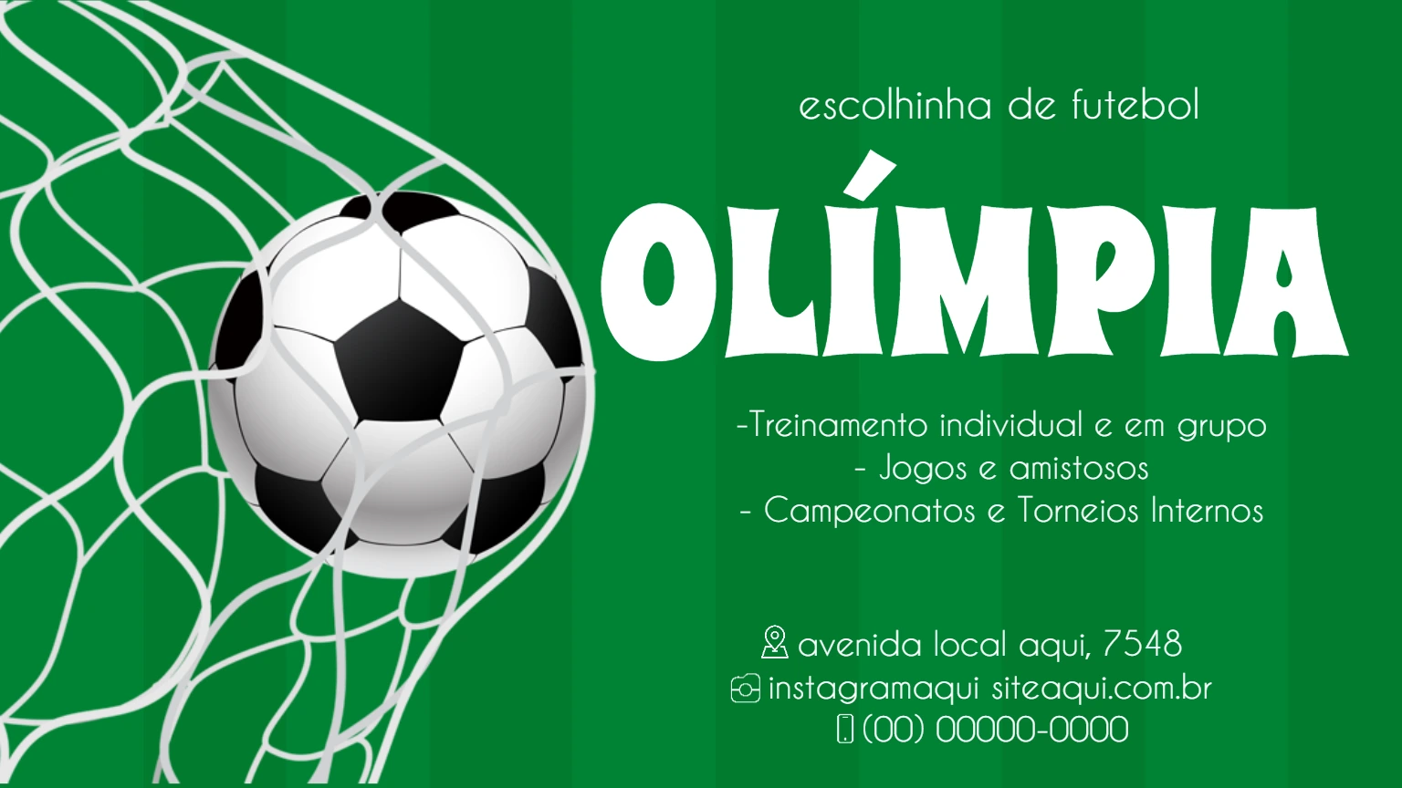 Cartão de Visita Escolhinha de Futebol para Editar Online