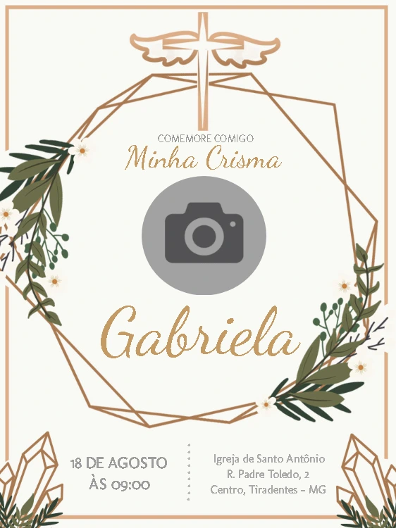 Convite de Crisma com Foto Geométrico para Editar Online