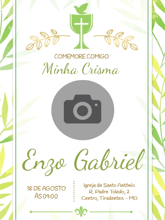 Convite de Crisma com Foto para Editar Online
