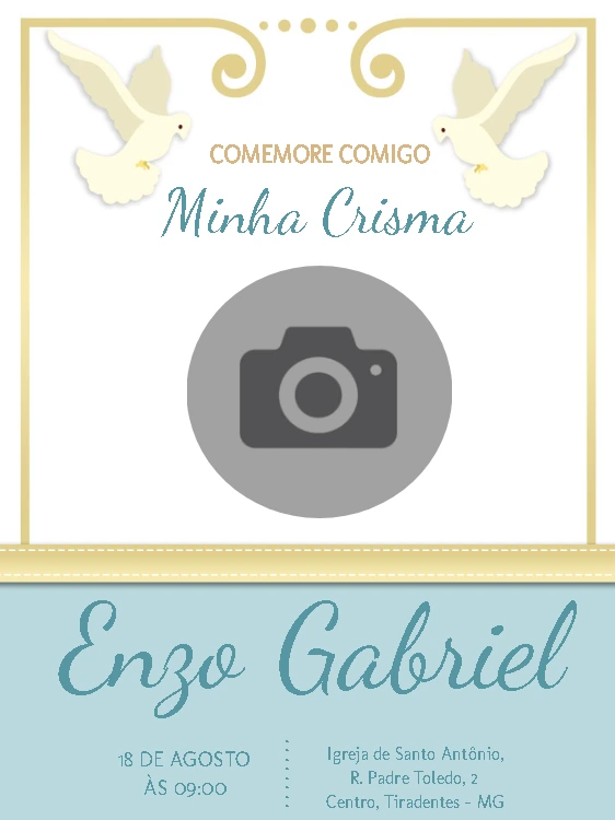 Convite de Crisma com Foto Elegante para Editar Online