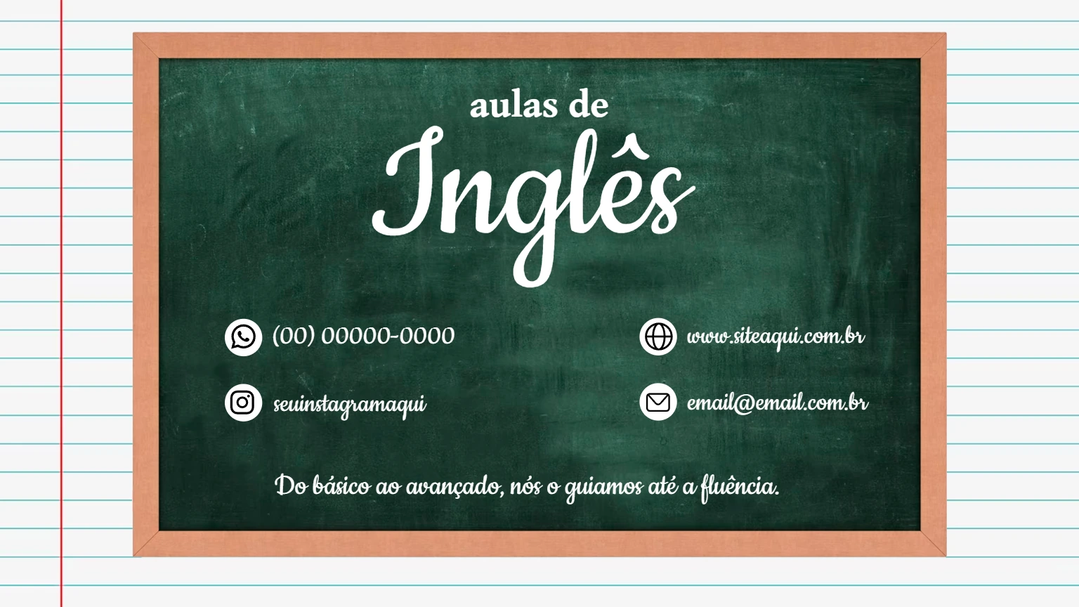 Cartão de Visita para Aulas de Inglês Editável Online