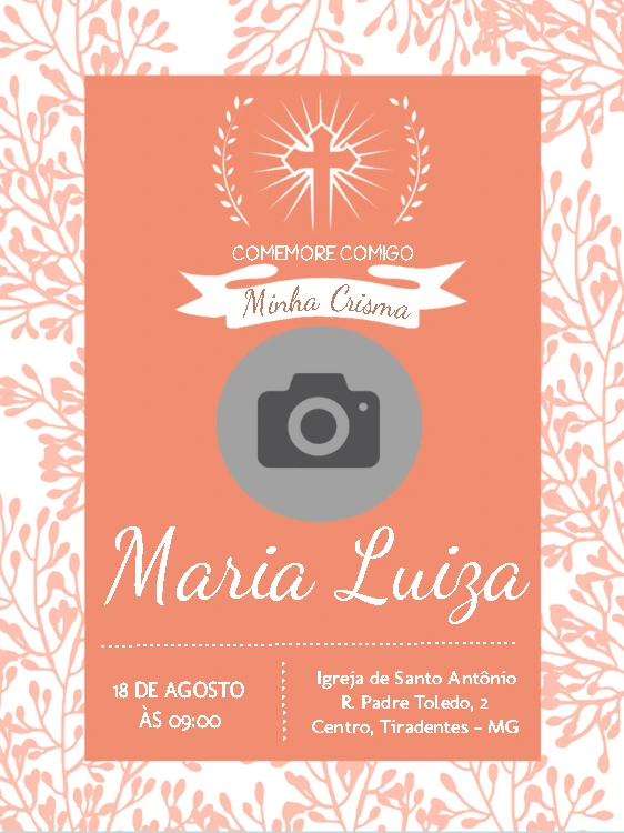 Convite de Crisma com Foto Delicado para Editar Online