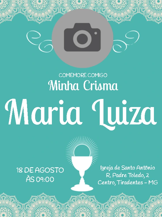 Convite de Crisma com Foto para Editar Online