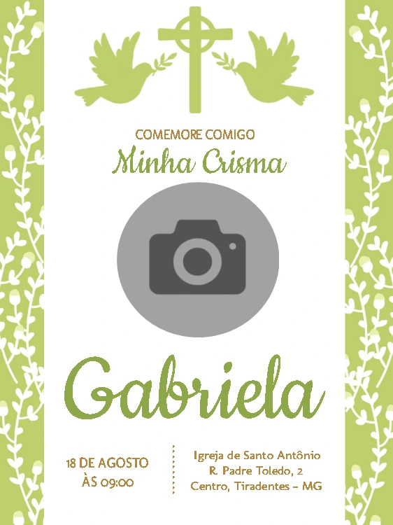 Convite de Crisma com Foto para Editar Online e Imprimir