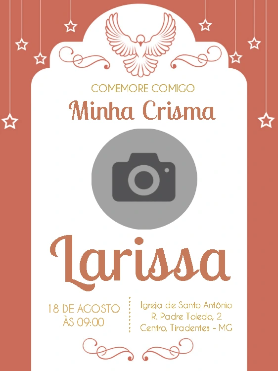 Convite de Crisma com Foto para Editar Online