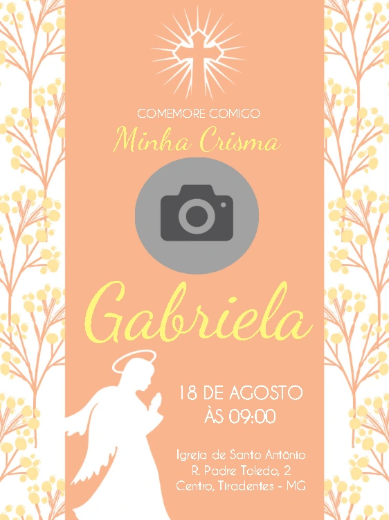 Convite de Crisma com Foto Delicado para Editar Online