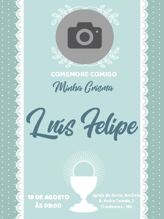 Convite de Crisma com Foto para Editar Online e Imprimir