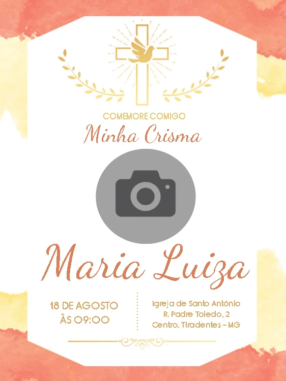 Convite de Crisma com Foto para Editar Online