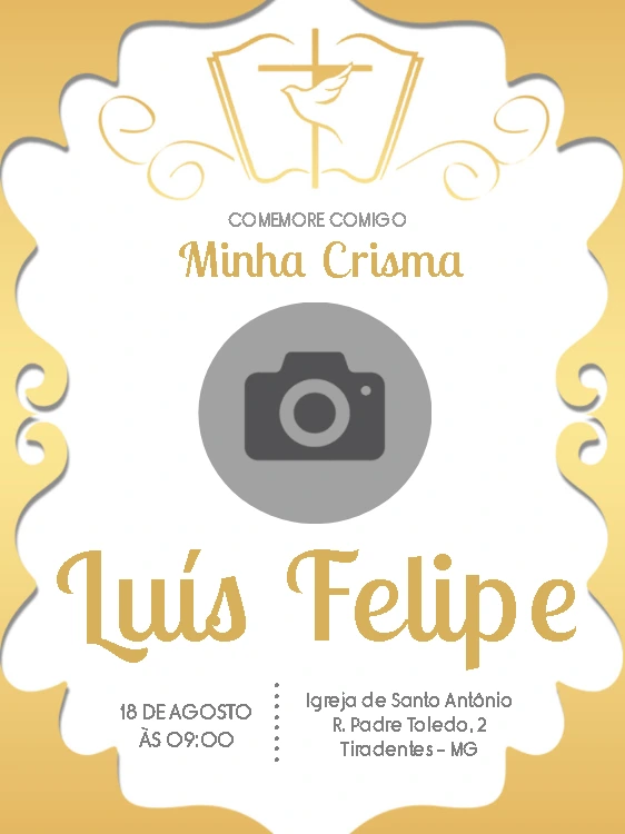 Convite de Crisma com Foto para Editar Online e Imprimir