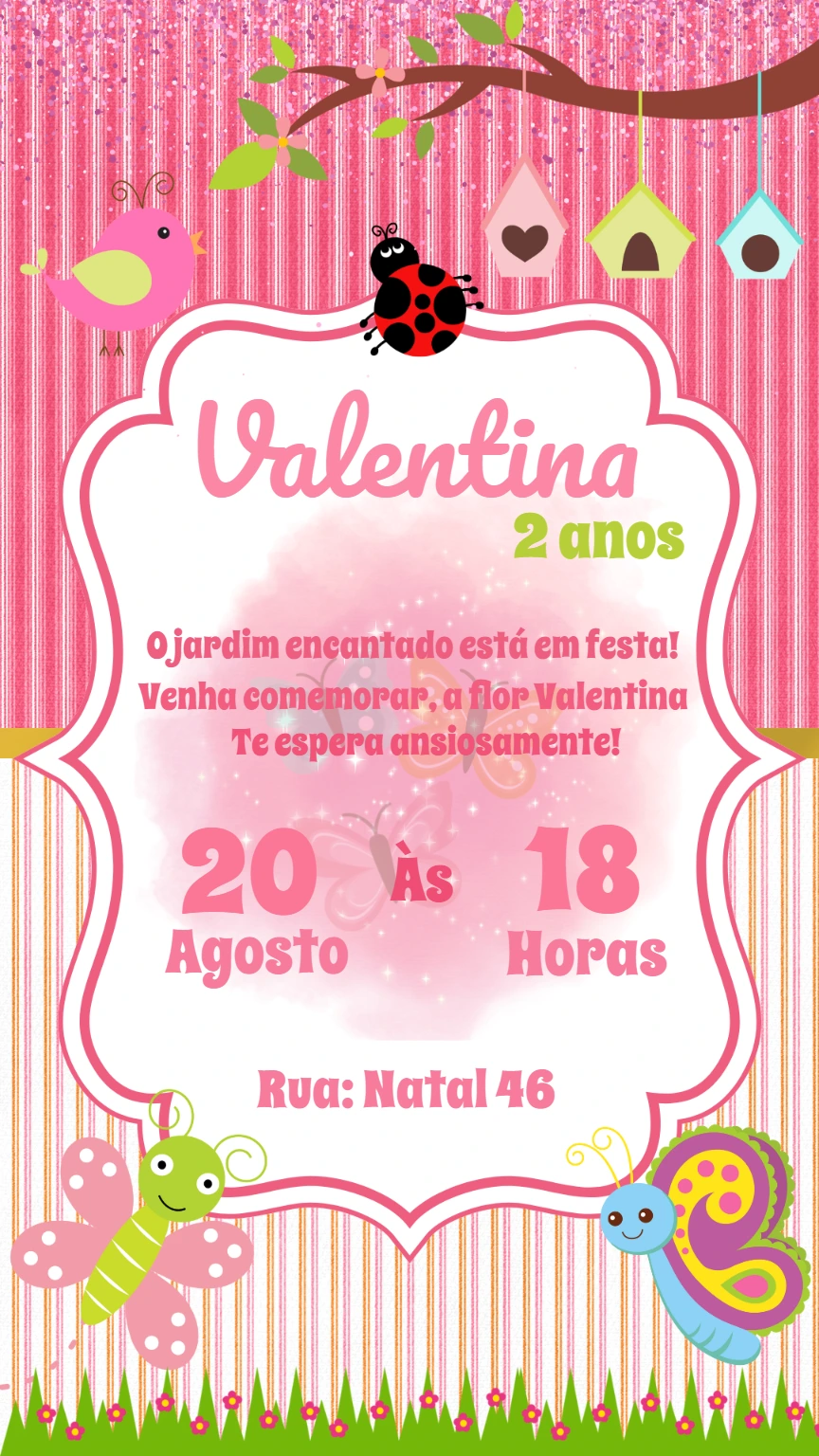 Convite de Aniversário Jardim Encantado para Editar Online