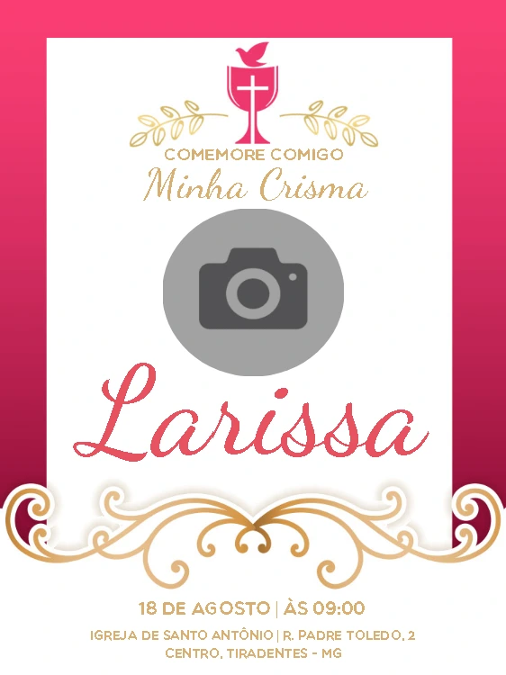Convite de Crisma com Foto Elegante para Editar Online