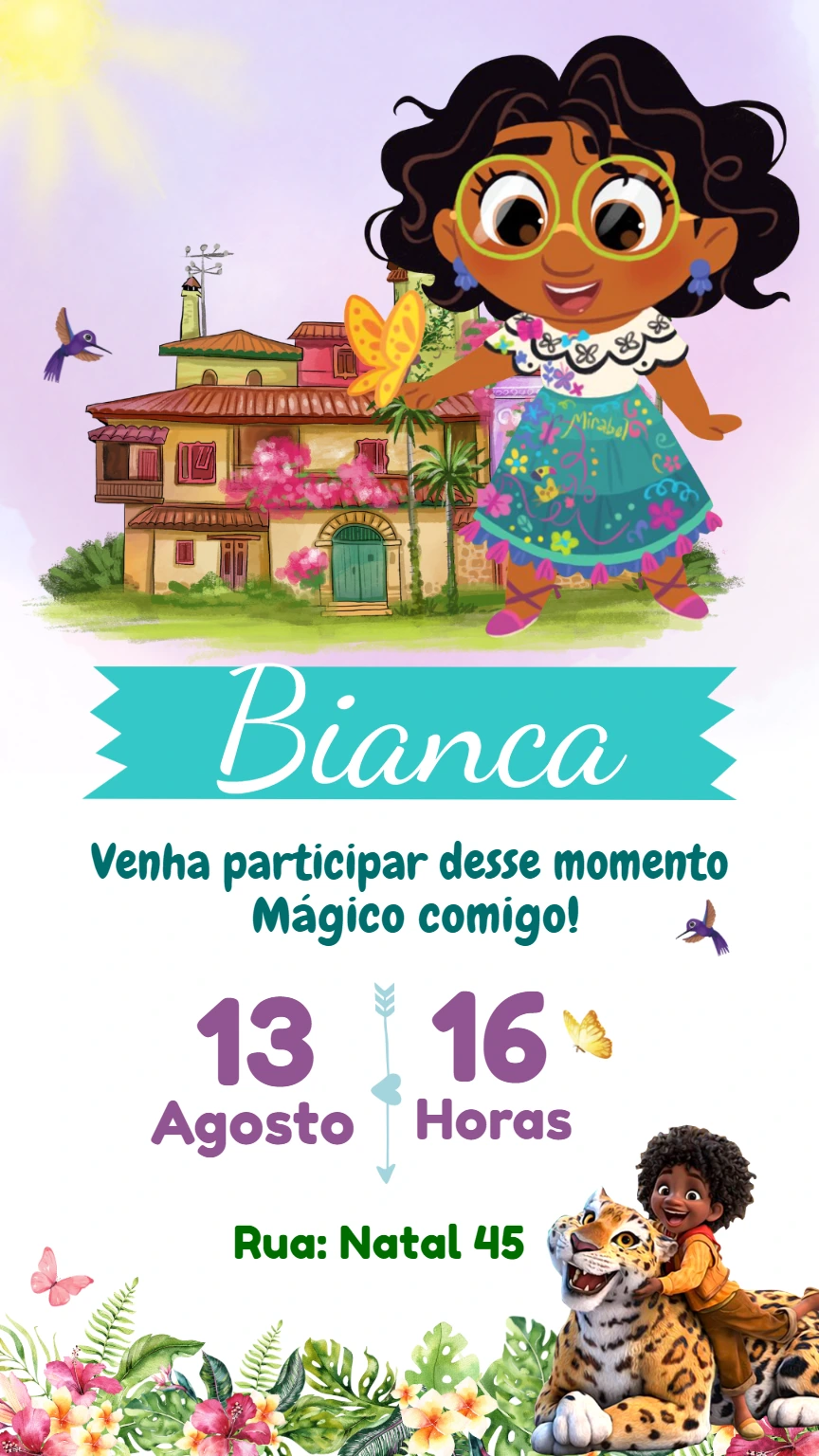 Convite de Aniversário Encanto com Mirabel para Editar Online