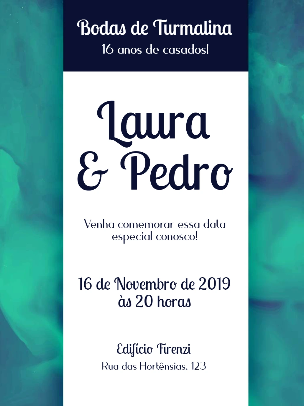Convite Bodas de Turmalina Elegante para Editar Online