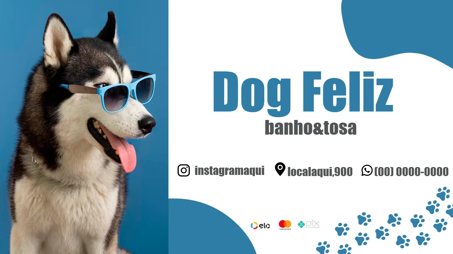 Cartão de Visita Banho e Tosa com Cachorro para Editar Online
