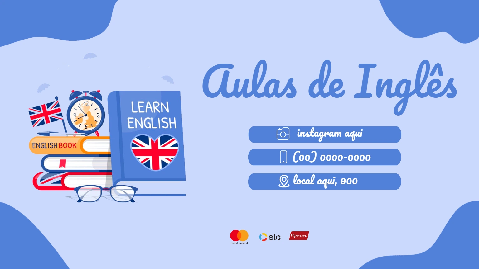 Cartão de Visita Aulas de Inglês Moderno para Editar Online