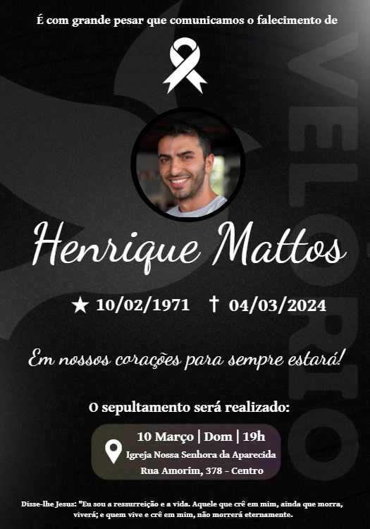 Convite de Falecimento com Foto para Editar e Enviar Online
