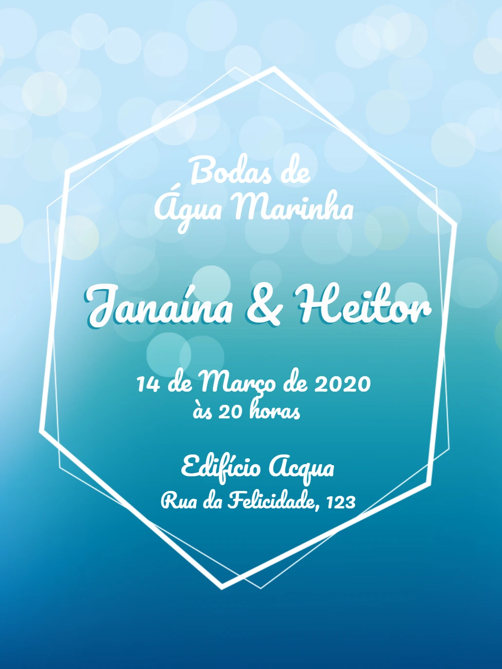 Convite Bodas de Água Marinha Moderno para Editar Online