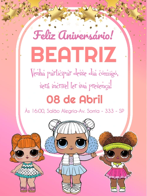 Convite de Aniversário LOL Surprise para Editar Online