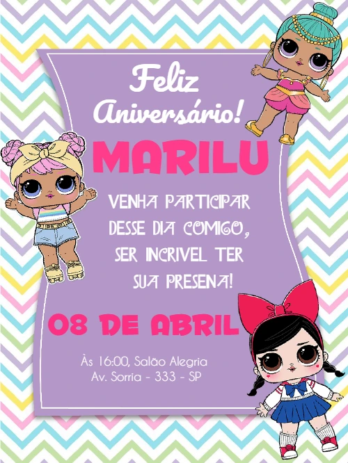 Convite de Aniversário LOL Surprise para Editar Online