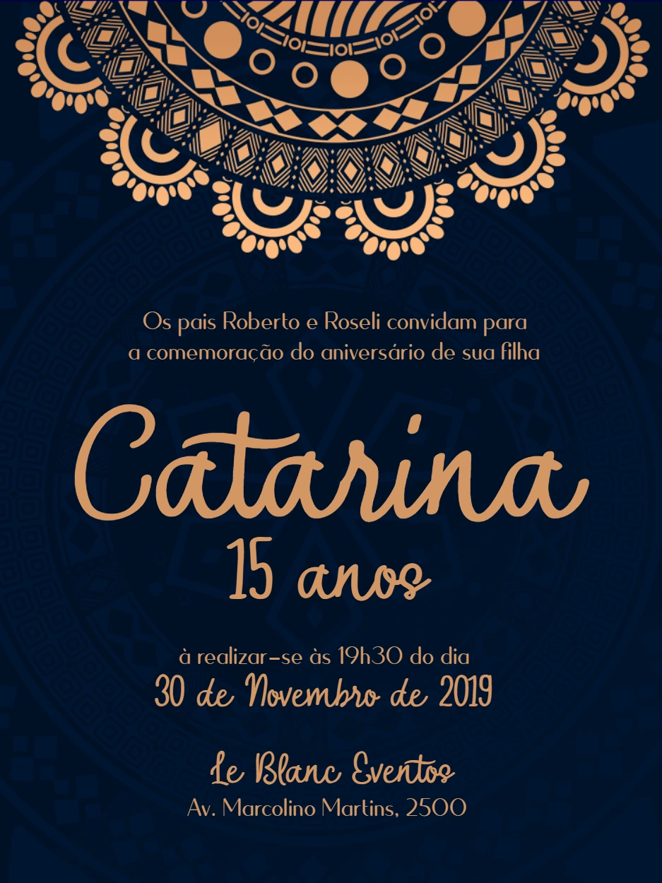 Convite 15 anos Hippie Chic com Mandala para Editar Online