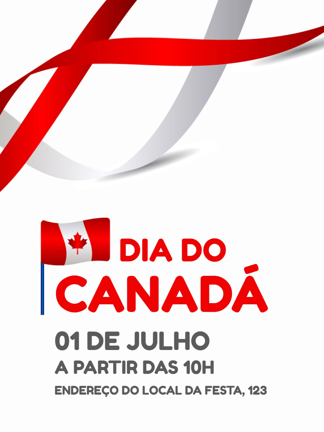 Convite Dia do Canadá com Bandeira para Editar Online