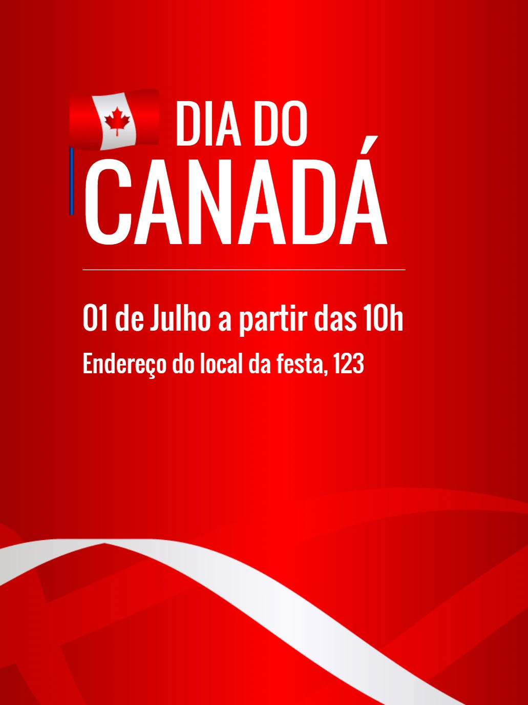 Convite Dia do Canadá com Bandeira para Editar Online